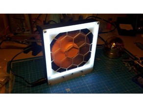 yet another fumes extractor + led lamp electronics 120mm fan diy fume honeycomb light strip 3d print model - Mito3D
