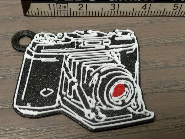 cámara de la vendimia pin colgante 3 mm color llaveros llavero multimaterial el 3D print model - Mito3D