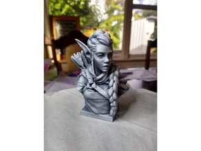 elf archer bust - uzun saç örgü heykeller büstü fantezi heykel 3d print model - Mito3D
