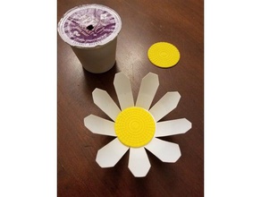 upcycling keurig k-cups - daisy decor coffee flower kcup cup 3d print model - Mito3D