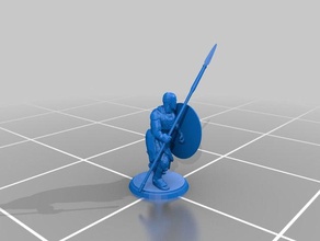 greek soldier - fighting position shield spear 2 toys & games 28mm 300 32mm athenians athens attacker attackers corinthian defender defenders dnd fighters greco soldiers helmet mini miniatures pathfinder rome sparta spartan spartans warriors 3d print model - Mito3D