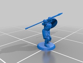 greek soldier - spear thrower shield toys & games 28mm 28mmscale 32mm armed soldiers athens dnd dungeon greco hoplite javelin pathfinder sparta spartan throwers spearfishing 3d print model - Mito3D