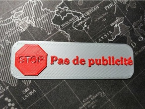 pas publicit-logo - Organisation boite aux lettres Dekoration logo kein pub pad 3d print model - Mito3D