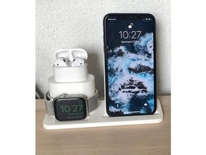apple 3 1 charging station ikea qi mobile phone airpods charger holder stand watch dock iphone wireless 3d print model - Mito3D