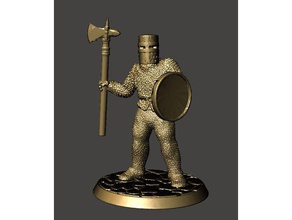 28mm knight serbia miniature - standing dismounted games ball legs chainmail dnd fantasy figure frostgrave halberd mini miniatures shield wargame wargames wargaming 3d print model - Mito3D