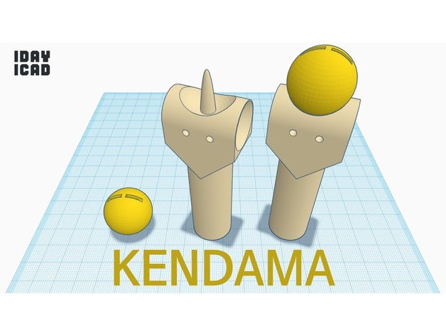 1day 1cad kendama toys & games 1cad 1day 1day1cad ball handle kendama play string toy 3D print model - Mito3D