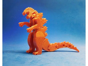 flexi godzilla animaux animal articulado articulés configurable silhouette figura figure flexible juguete low poly jouet 3d print model - Mito3D
