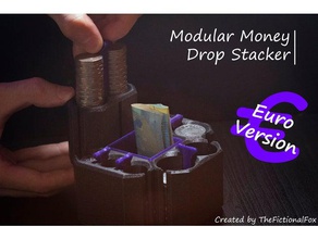 modular money drop stacker euro version organization coin functional holder box moneybox organiser 3d print model - Mito3D