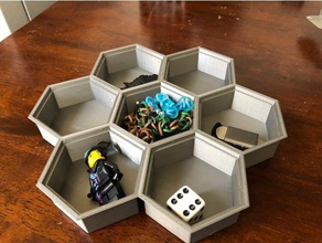 stackable hex tray w optional lid organization storage 3d print model - Mito3D