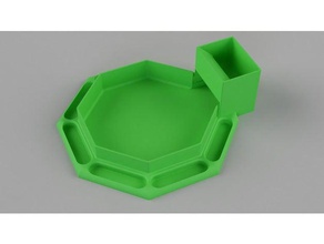 octagonal dice tray built-in tower toy & game accessories boardgame games 3d print model - Mito3D