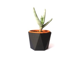 hexagon flower pot - half outdoor & garden cactus planter flowerpot vase vases planters plant 3d print model - Mito3D