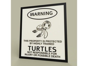 lol - avviso di tartarughe 2d art 2dart parete divertente cartello avvertimento la pittura tartaruga le logo 3d print model - Mito3D