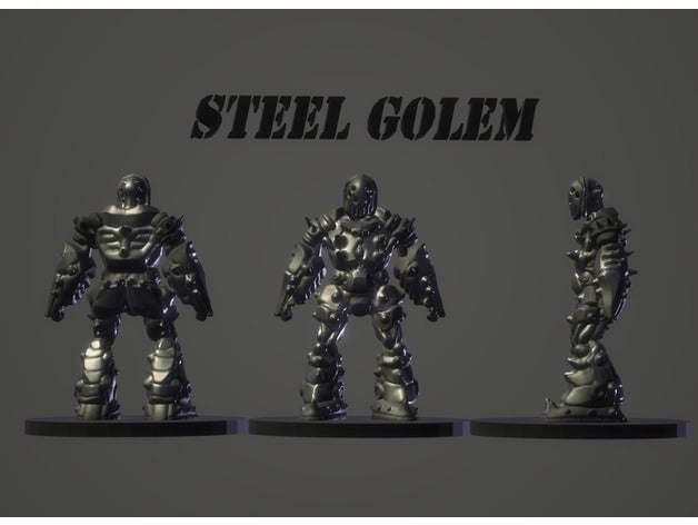 steel golem toys & games clay dnd dungeons dragons flesh mini miniature miniatures monster hunter pathfinder rpg roleplaying game 3D print model - Mito3D