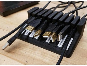 desktop filo organizzatore 9 slot l'elettronica la gestione dei cavi usb titolare conduttore 3d print model - Mito3D