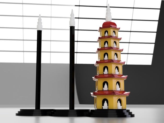 torre de hanoi - la pagoda tran quoc las estructuras edificios juego lógica puzzle 3D print model - Mito3D