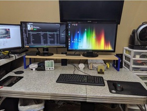 tall wood board monitor stand - strait corner versions office desk riser shelf wooden 3d print model - Mito3D