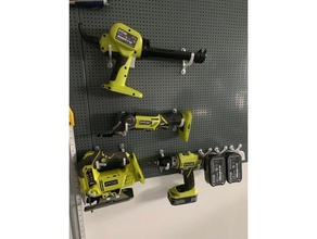 biltema pegboard 12mm spacing 4mm hole tool drill mounts fits ryobi other brands organization 3d print model - Mito3D