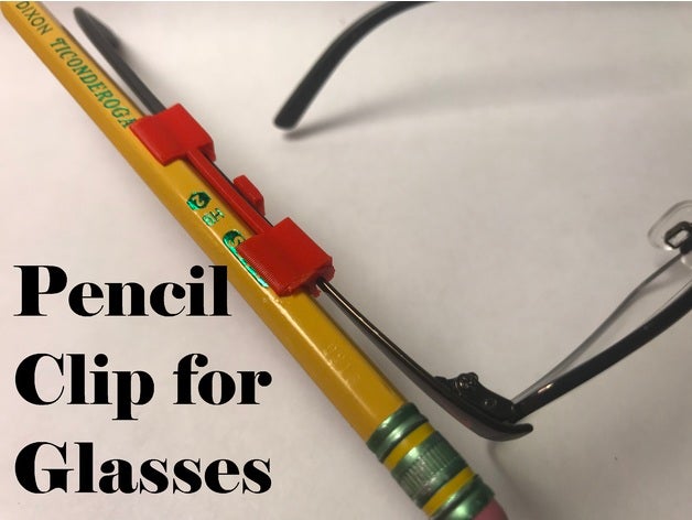 pencil clip glasses hobby bleistift crayon eyeglasses eyewear holder lapiz pencilholder writing stick 3D print model - Mito3D