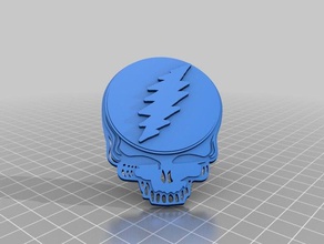 grateful dead skull w elevated lightening bolt 3d printing 3d print model - Mito3D