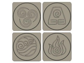 avatar element coasters food & drink coaster earth fire last airbender water wind 3d print model - Mito3D