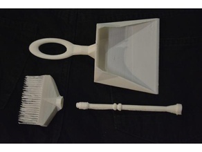 dust pan brush hobbits household baggins dustpan handle small 3d print model - Mito3D