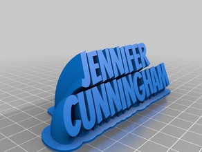 my customized sweeping 2-line name plate jen office 3d print model - Mito3D