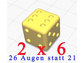 w rfel mit 2 sechsen anstelle der 1 noch eine 6 knobel cubo kniffel gezinkter due sei dadi giochi e giocattoli 3d print model - Mito3D