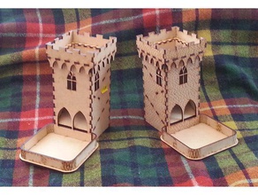 castle dice tower games laser cut 3d print model - Mito3D