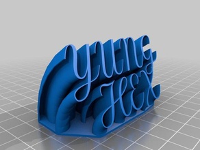 my customized sweeping 2-line name plate yung hex office 3d print model - Mito3D