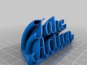 my customized sweeping 2-line name plate take action office 3d print model - Mito3D