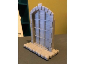 window tree stump stone surround buildings & structures brick fairy gnome rounded 3d print model - Mito3D