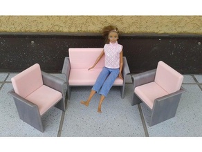 barbie oturma mobilyaları 3d baskı dollhouse bebek mobilya model oyuncak 3d print model - Mito3D