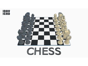1day 1cad chess 1day1cad bishop boardgame set game king knight pawn queen rook 3d print model - Mito3D