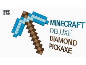 minecraft deluxe diamond pickaxe games 1cad 1day 1day1cad game item tool toy 3d print model - Mito3D