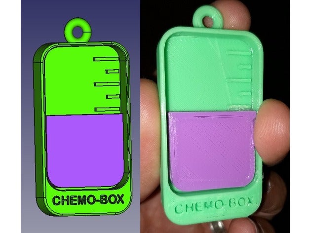 llavero solidario chemobox Schlüsselanhänger 3d-Schlüsselanhänger chemo-box die Chemotherapie Gehäuse keychain Kinder 3d ni-os quimio quimioterapia 3D print model - Mito3D