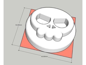 cráneo botón de 50mm x juguetes y accesorios juego 3d print model - Mito3D