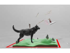 enorme lobo vs voando assistente a arte 3d print model - Mito3D