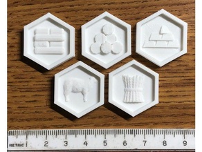 catan resource hex tokens toy & game accessories pieces resources 3d print model - Mito3D
