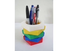 pencil holder office stackable 3d print model - Mito3D