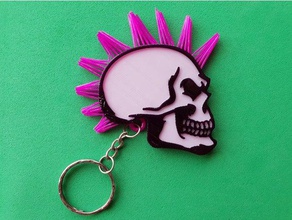 skull keychain hair keychains calavera llavero multicolor stencil 3d print model - Mito3D