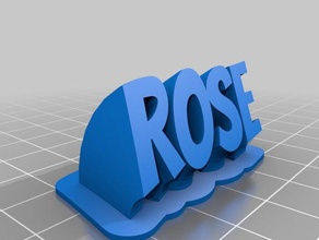 my customized sweeping 2-line name plate text rose electric blue office 3d print model - Mito3D