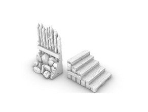 sample wall stairs pallisade buildings & structures castle dnd fort wargame terrain wargaming warhammer 3d print model - Mito3D
