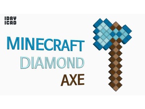 1day 1cad minecraft diamond axe games 1day1cad game item tool toy weapon 3d print model - Mito3D