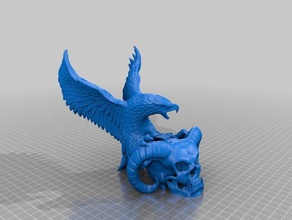 diabo de crânio e águia suavizadas, sem logotipo a arte impressionante do busto nologo suave estátua suporta 3d print model - Mito3D
