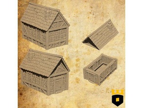small medieval house kickstarter teaser model 3dlayeredscenery buildings & structures building cottage dungeons dragons household miniature 28mm scenery scatter terrain wargame wargaming 3d print model - Mito3D