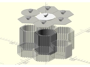 paramétrico hexa contenedor los contenedores cuadro hexágono openscad scad de almacenamiento 3d print model - Mito3D