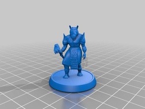 rhox warrior toys & games creature dnd miniature mtg rhino 3d print model - Mito3D