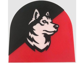 northeastern wolf plaque 2d art mascot pla university 3d print model - Mito3D
