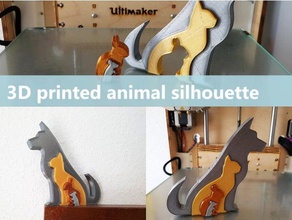 Tier-silhouette - Hund, Katze, Kaninchen, Maus Skulpturen cat Dekoration deko Hund jtronics Mischung Bild Kaninchen silhouette 3d print model - Mito3D