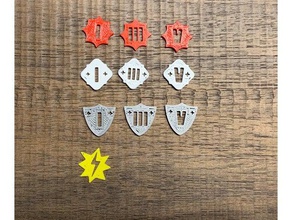keyforge tokens double-sided armor damage power stun games boardgame boardgames board game openscad tabletop gaming 3d print model - Mito3D